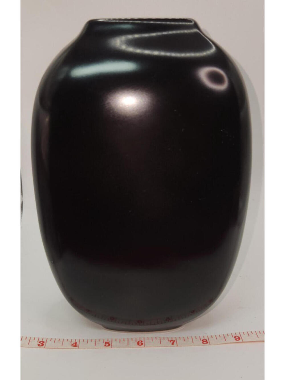 Black Ceramic Vase Glossy Glaze From World Market 9.5" Tall X 6.5" Wide X 3.5"